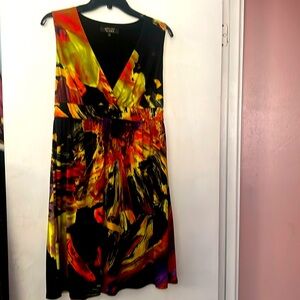 V-Neck Sleeveless Vibrant A-Line Dress